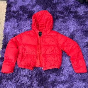 Fashion Nova Vibrant Red Puffer Jacket